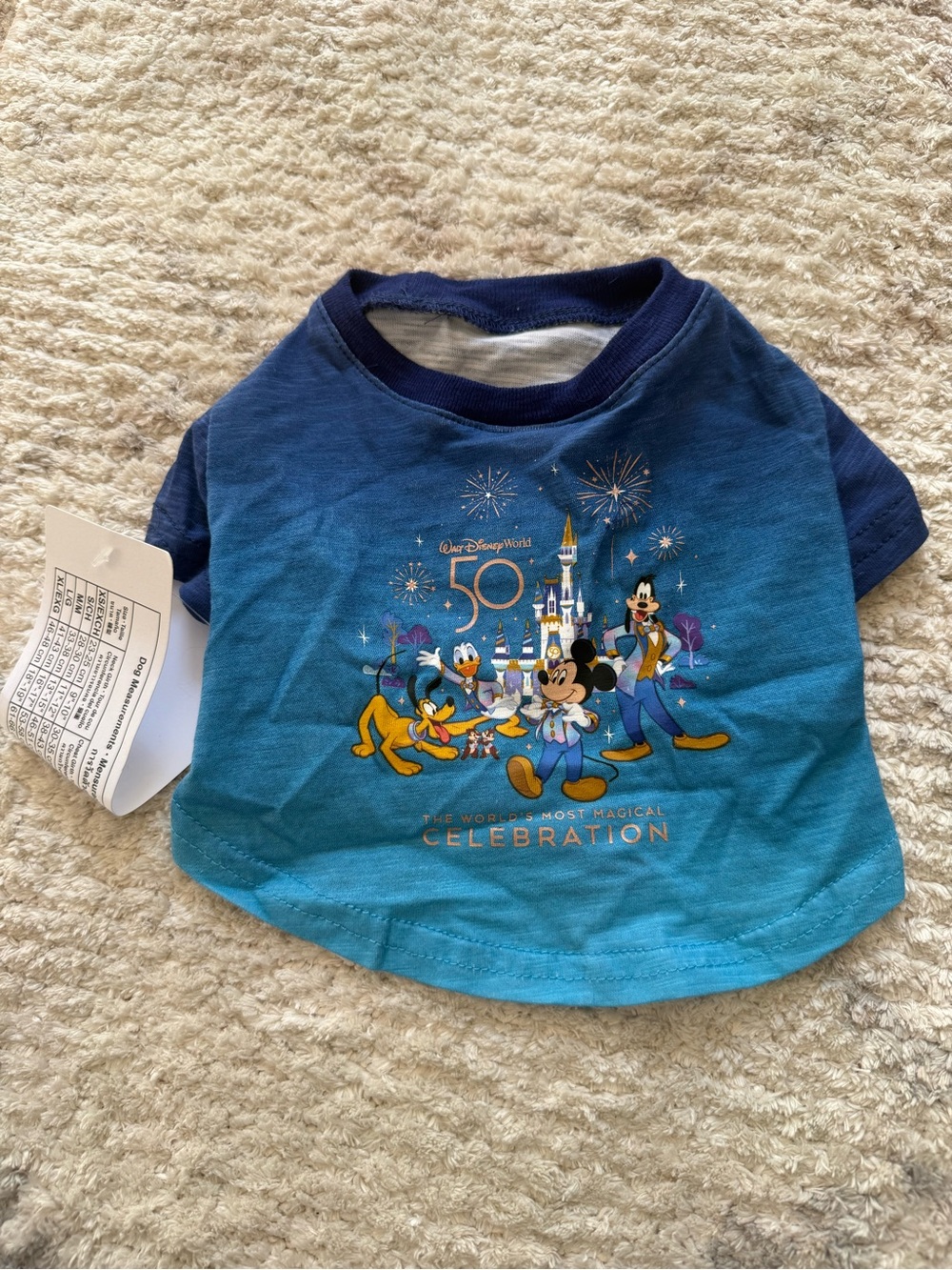 Disney Blue Gradient 50th Celebration Dog Tee with Classic Characters